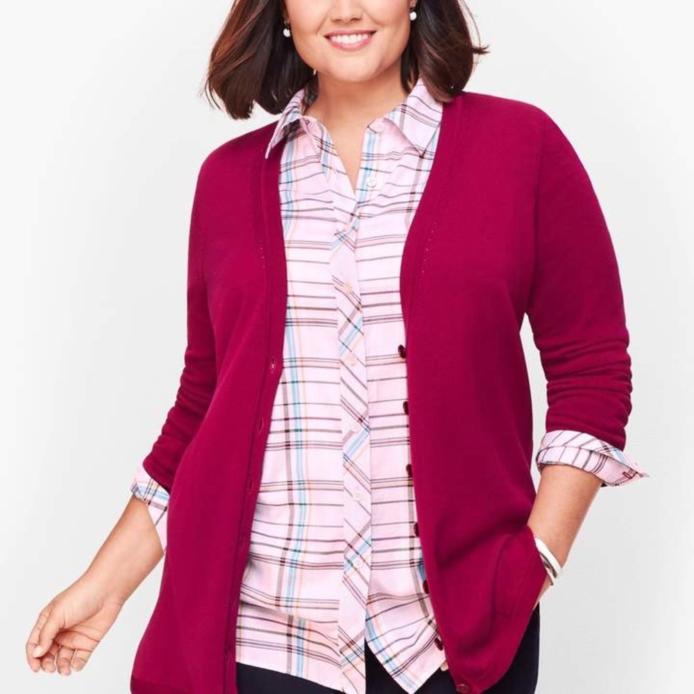 Talbots | Deep Red Merino Wool Cardigan L